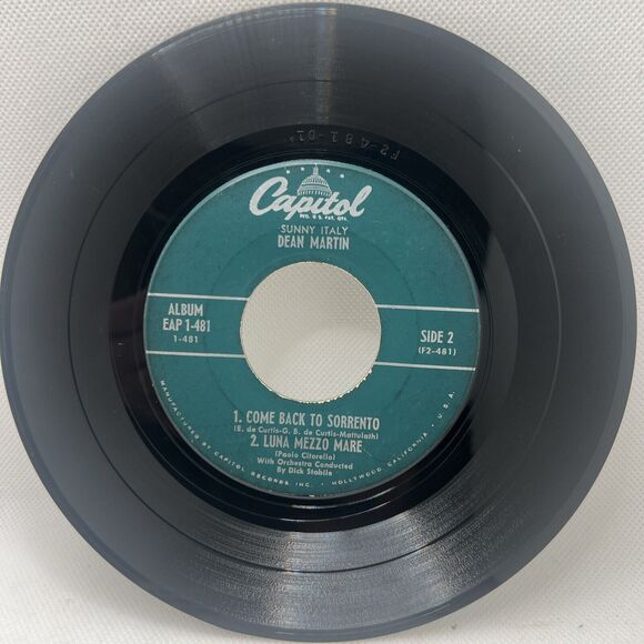 Dean Martin - Sunny Italy EP 7" VG+ Capitol EAP 1-481 1953 - Picture 6 of 8
